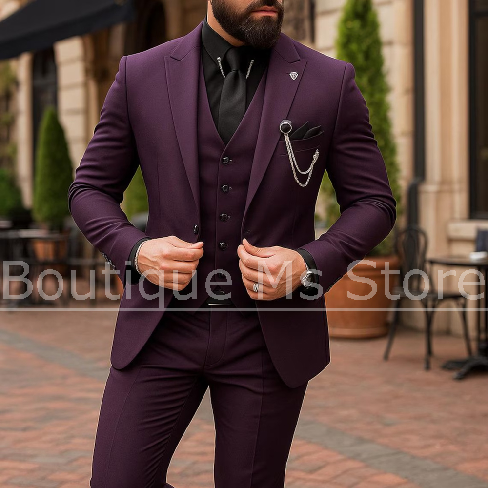Formal Men Party Wear Jacket - 남성용 3피스 정장 싱글 브레스티드 솔리드