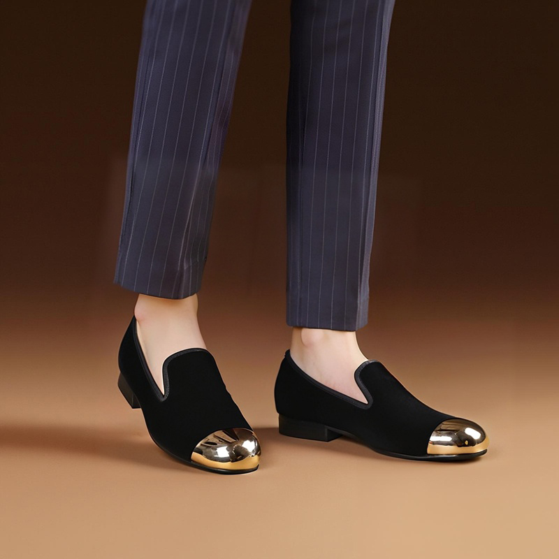 Men'S Formal Wear Slippers - Piergitar 클래식 모델 블랙 벨벳 슬립