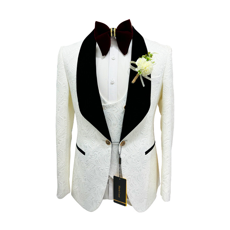 Men Formal Wear Wedding - Thorndike 남성용 웨딩 정장 흰색 자카드와