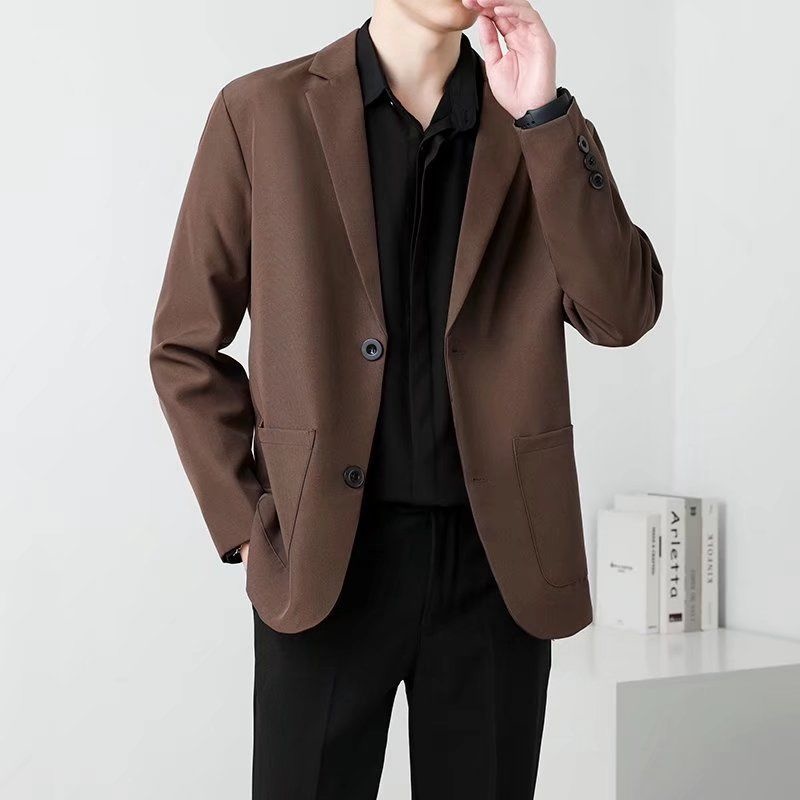 Men Formal Wear Brown - 봄 브라운 블랙 블레이저 남성 슬림