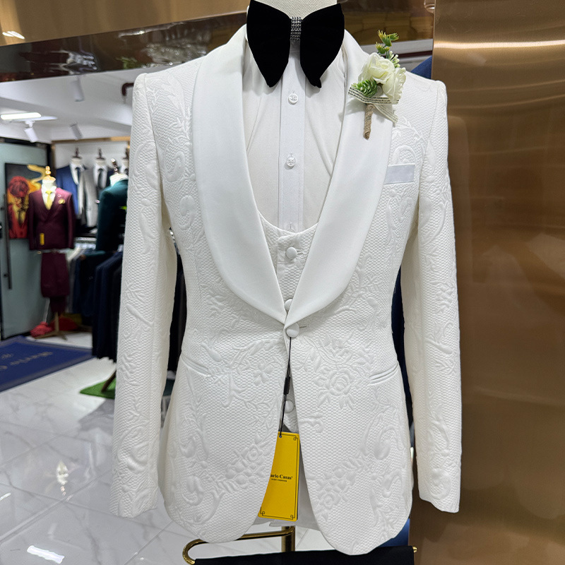 Formal Men Party Wear Jacket - 남성 웨딩 정장 화이트 3피스 세트