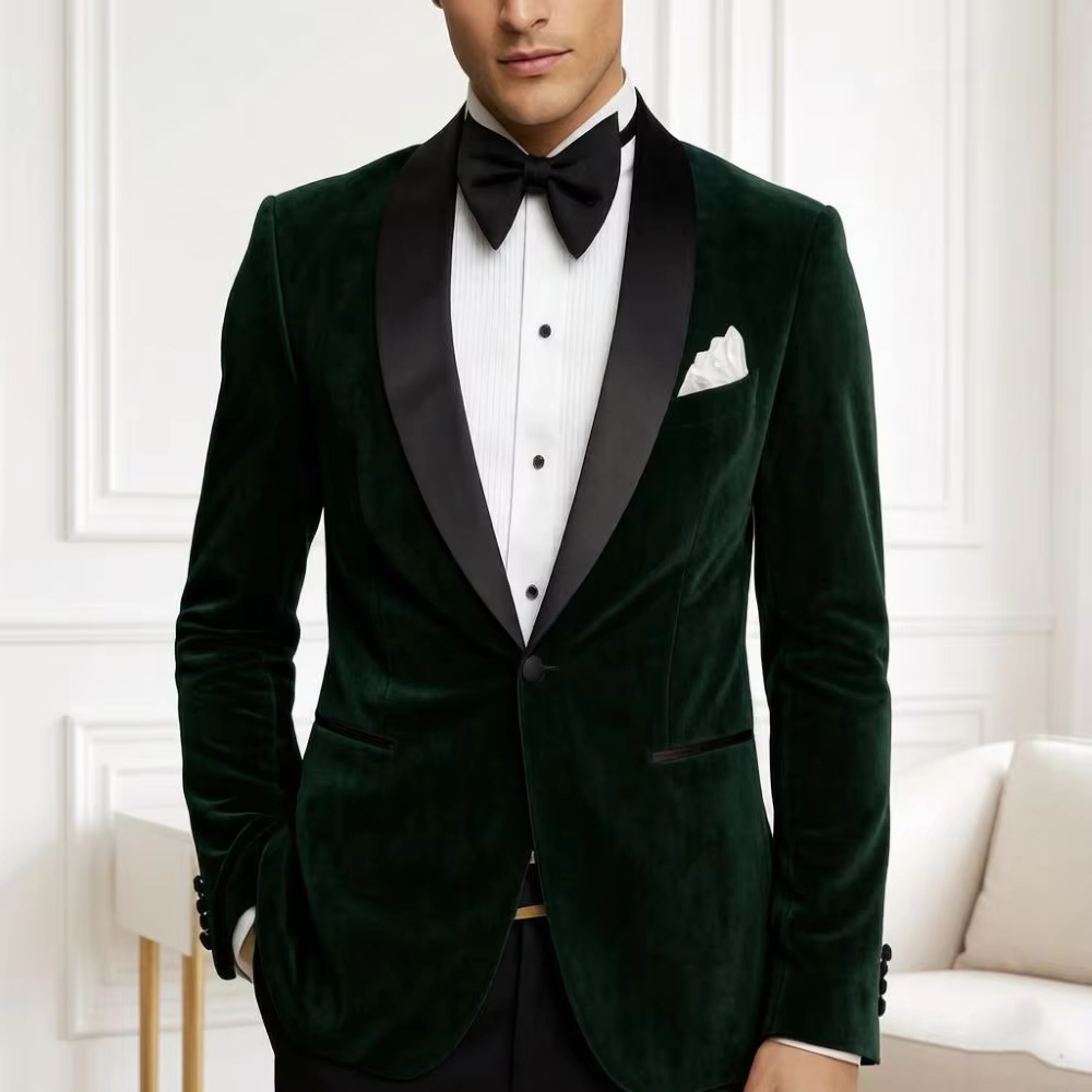 Formal Men Party Wear Jacket - 남성 벨벳 블레이저 슬림핏 수트 1피스