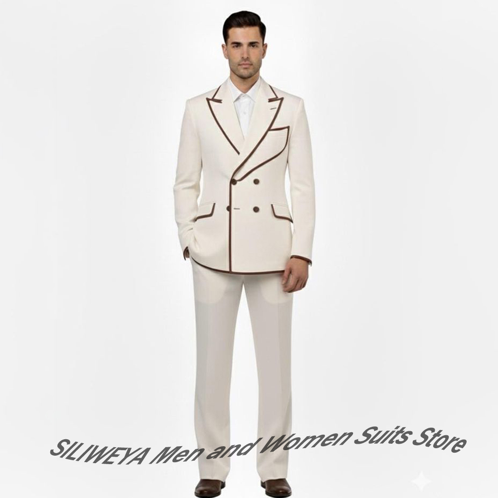 Men Formal Wear Brown - 스타일리시 남성 더블 브레스티드 수트 세트