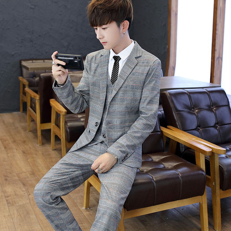 Korean Men Formal Wear - 슬림핏 티셔츠 수트 세트 (남성용) 한국