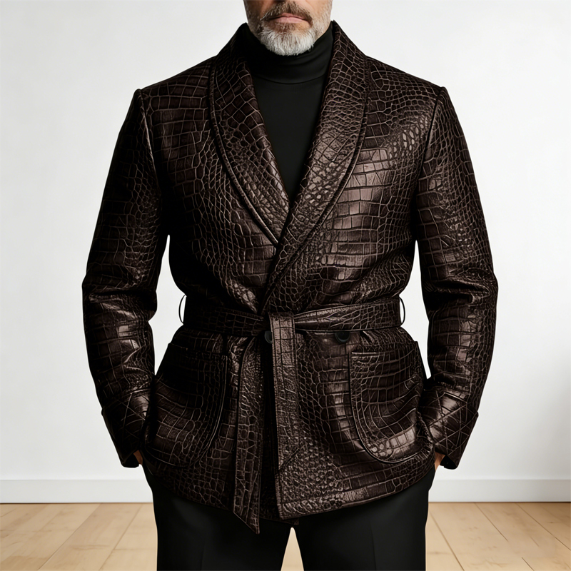 Formal Men Party Wear Jacket - ﻿ 남성용 크로커다일 패턴 가죽 블레이저