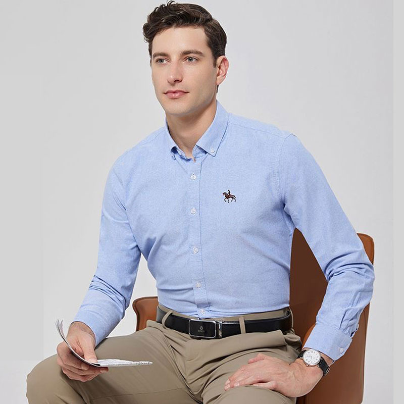 Large Men Formal Wear - 100% 면 옥스포드 긴팔 셔츠 남성용,