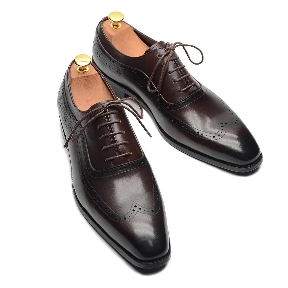 Men Formal Wear Brown - 럭셔리 남성 윙팁 옥스포드 드레스 슈즈