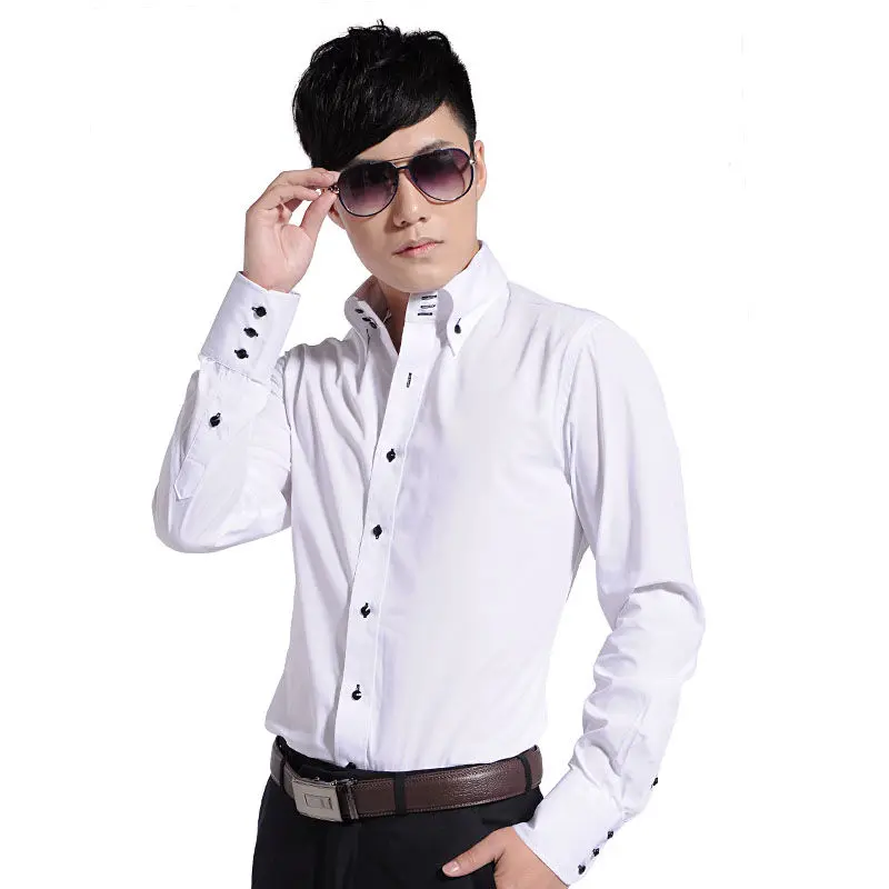 남성용 드레스 셔츠 버튼 다운 칼라 공식 비즈니스 긴  - Korean Men Formal Wear 리뷰 및 가격
