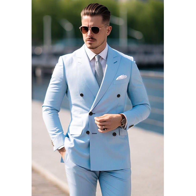 남성 정장 세트 2피스 스타일리시 블레이저 바지 비즈니 - Men Formal Wear Wedding 리뷰 및 가격
