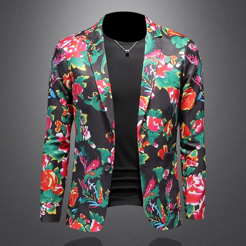중국풍 동북풍 큰 꽃무늬 남성 슬림핏 정장 캐주얼 무대 - Large Men Formal Wear 리뷰 및 가격