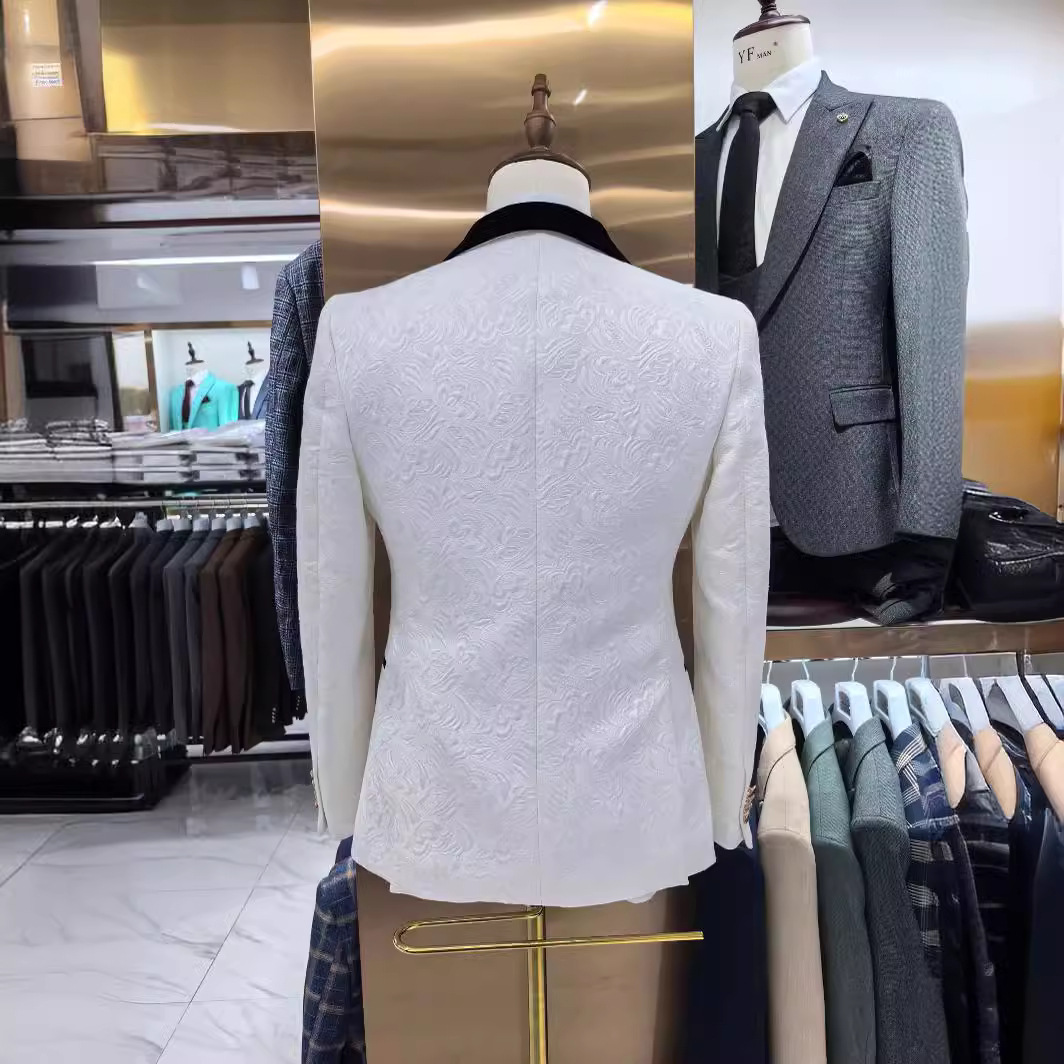 Thorndike 남성용 웨딩 정장 흰색 자카드와 블랙 - Men Formal Wear Wedding 리뷰 및 가격