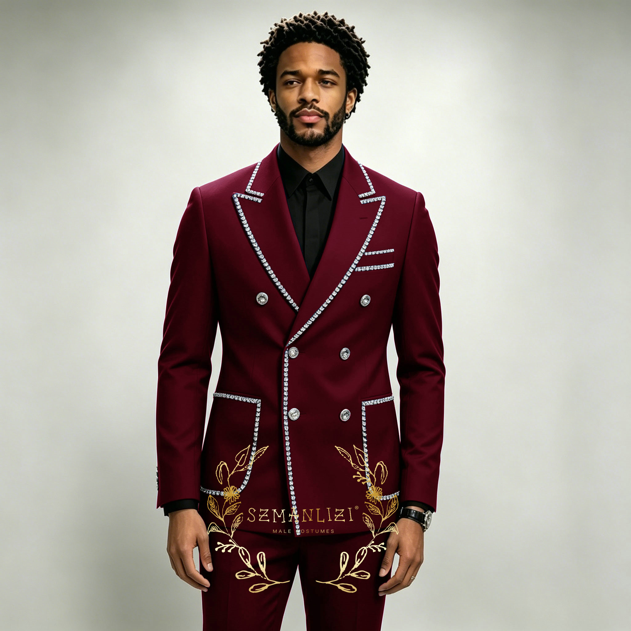 럭셔리 남성 정장 2피스 로얄 블루 크리스탈 피크드 라 - Men Formal Wear Wedding 리뷰 및 가격