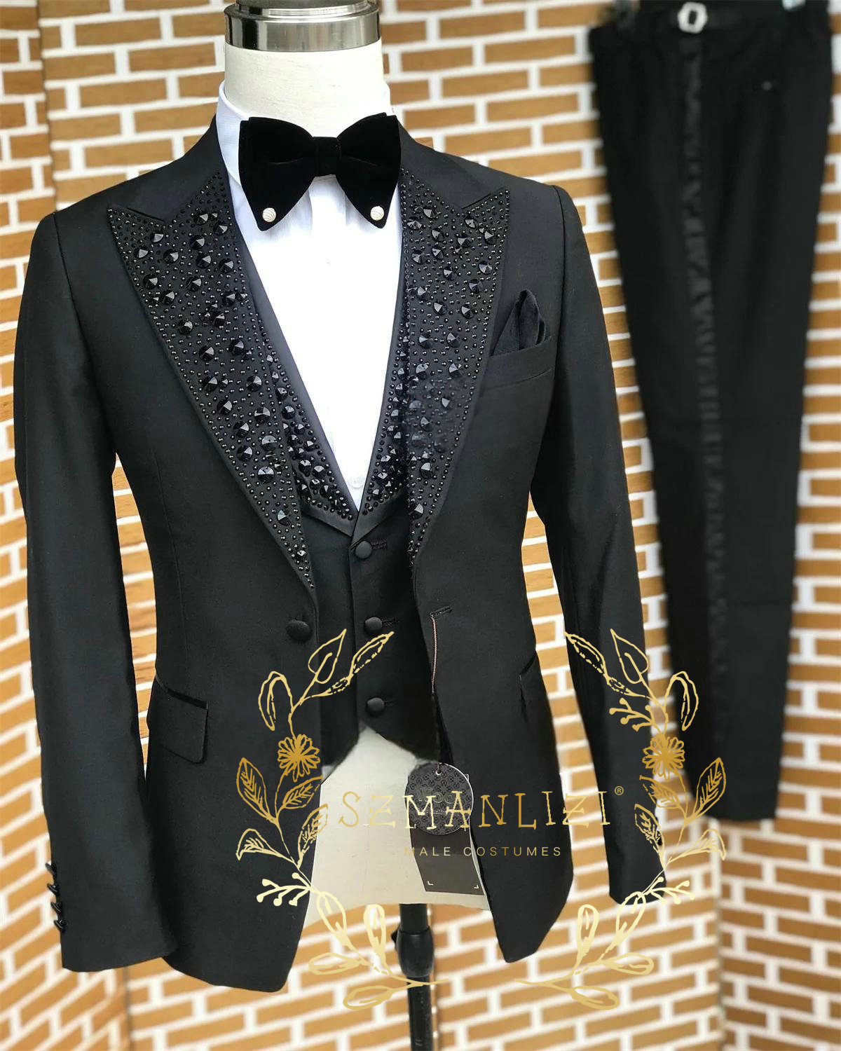 흑인 남성 정장 럭셔리 스톤 크리스탈 턱시도 맞춤형 신 - Men Formal Wear Wedding 리뷰 및 가격