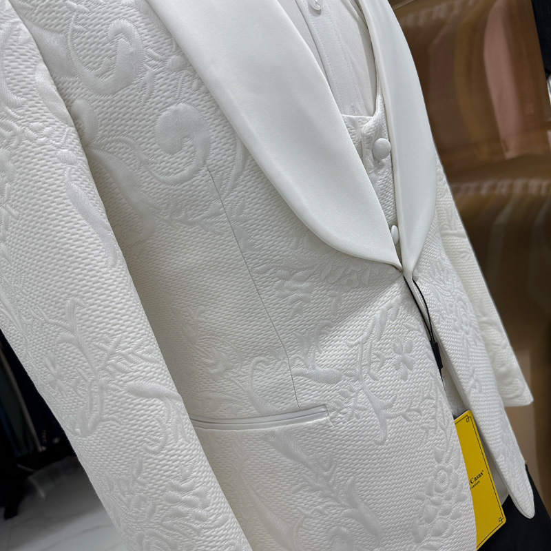 남성 웨딩 정장 화이트 3피스 세트 자카드 재킷 조끼  - Formal Men Party Wear Jacket 리뷰 및 가격