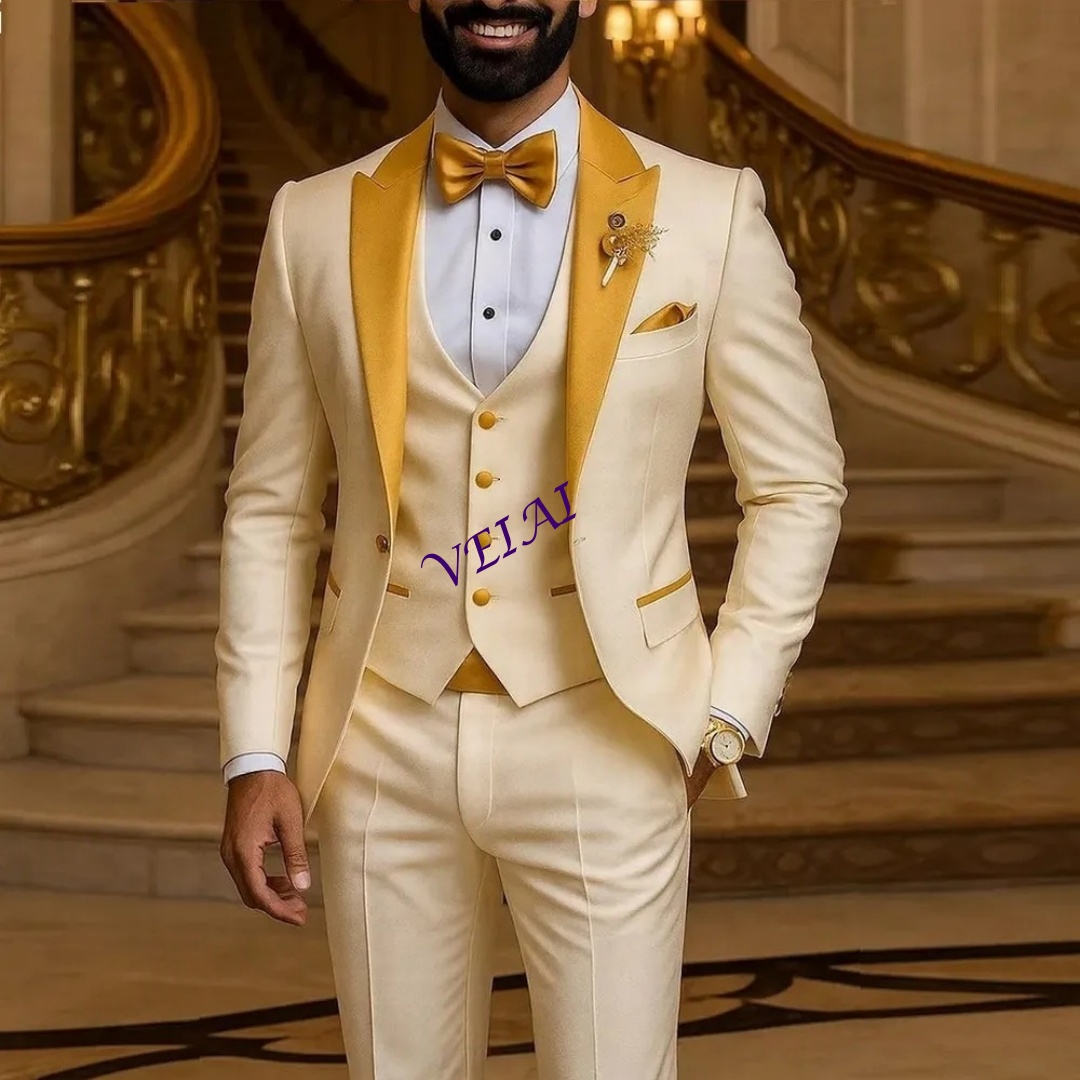 맞춤형 골드 칼라 아이보리 남성 정장 웨딩 파티 포멀  - Men Formal Wear Wedding 리뷰 및 가격