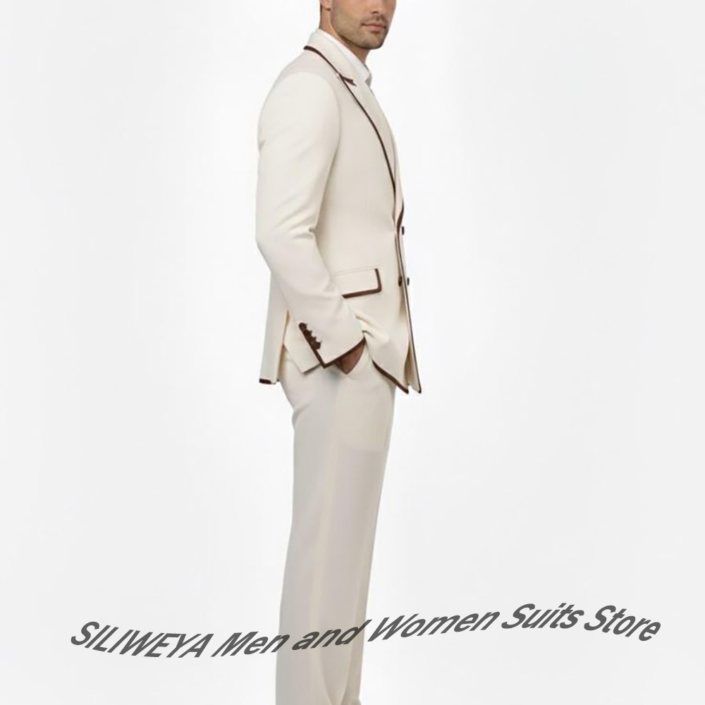 스타일리시 남성 더블 브레스티드 수트 세트 브라운 파이 - Men Formal Wear Brown 리뷰 및 가격