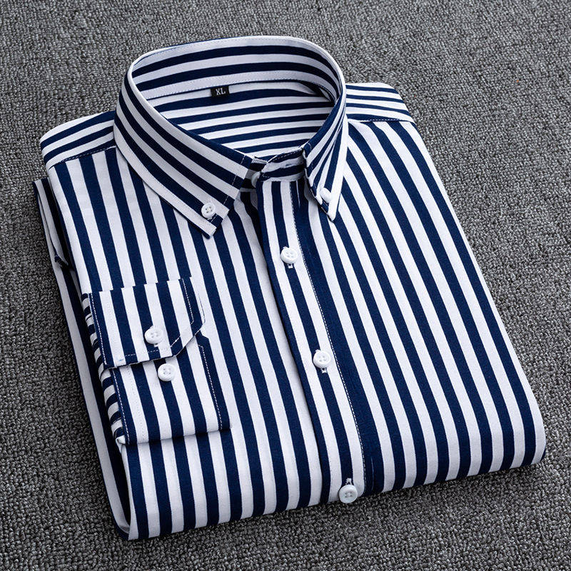 남성용 스트라이프 긴팔 체크 셔츠, 체크 무늬 셔츠,  - Korean Men Formal Wear 리뷰 및 가격