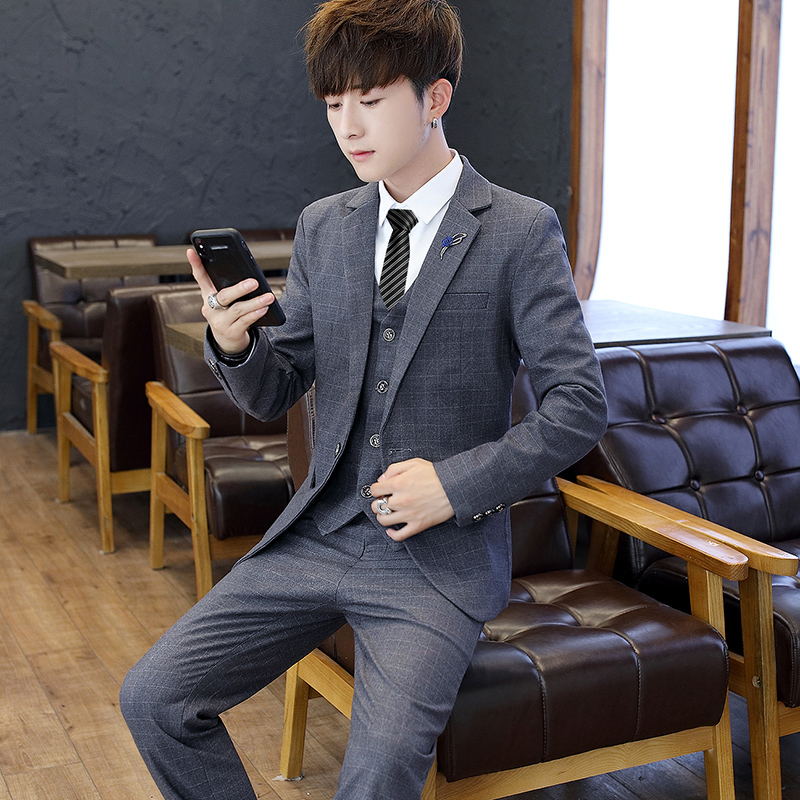 슬림핏 티셔츠 수트 세트 (남성용) 한국 스타일 웨딩  - Korean Men Formal Wear 리뷰 및 가격