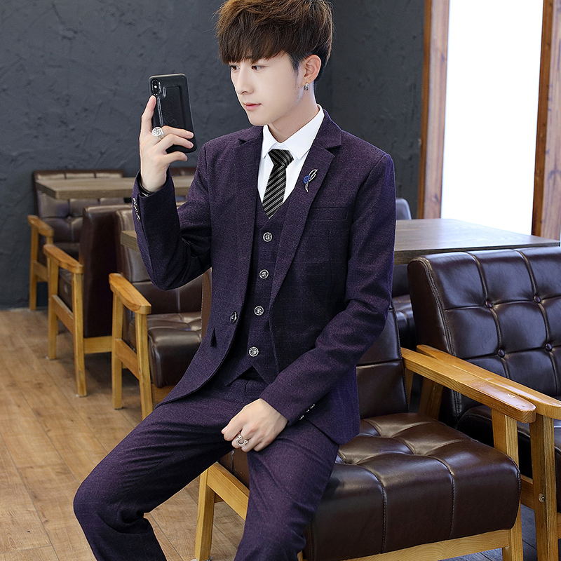 슬림핏 티셔츠 수트 세트 (남성용) 한국 스타일 웨딩  - Korean Men Formal Wear 리뷰 및 가격