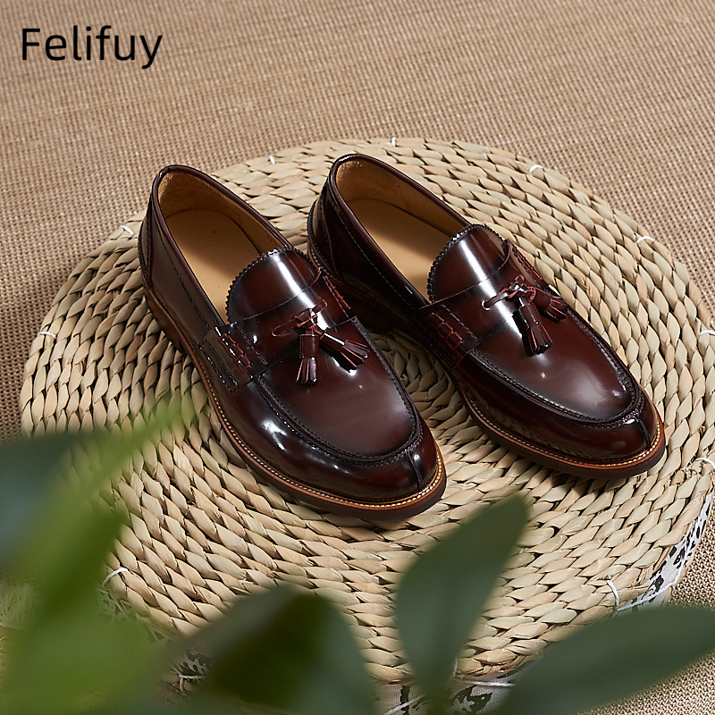 새로운 브라운 남성 플랫 로퍼 소가죽 스웨이드 태슬 캐 - Men Formal Wear Brown 리뷰 및 가격