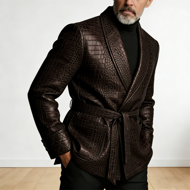    남성용 크로커다일 패턴 가죽 블레이저 더블 브레 - Formal Men Party Wear Jacket 리뷰 및 가격