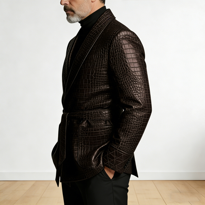    남성용 크로커다일 패턴 가죽 블레이저 더블 브레 - Formal Men Party Wear Jacket 리뷰 및 가격