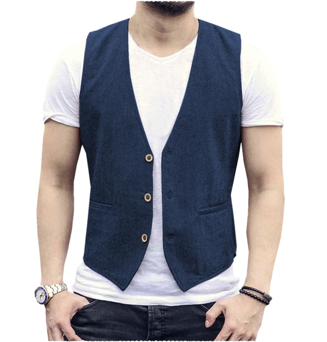 린넨 남성 조끼 웨딩 신랑 솔리드 조끼 레트로 빈티지  - Men Formal Wear Wedding 리뷰 및 가격