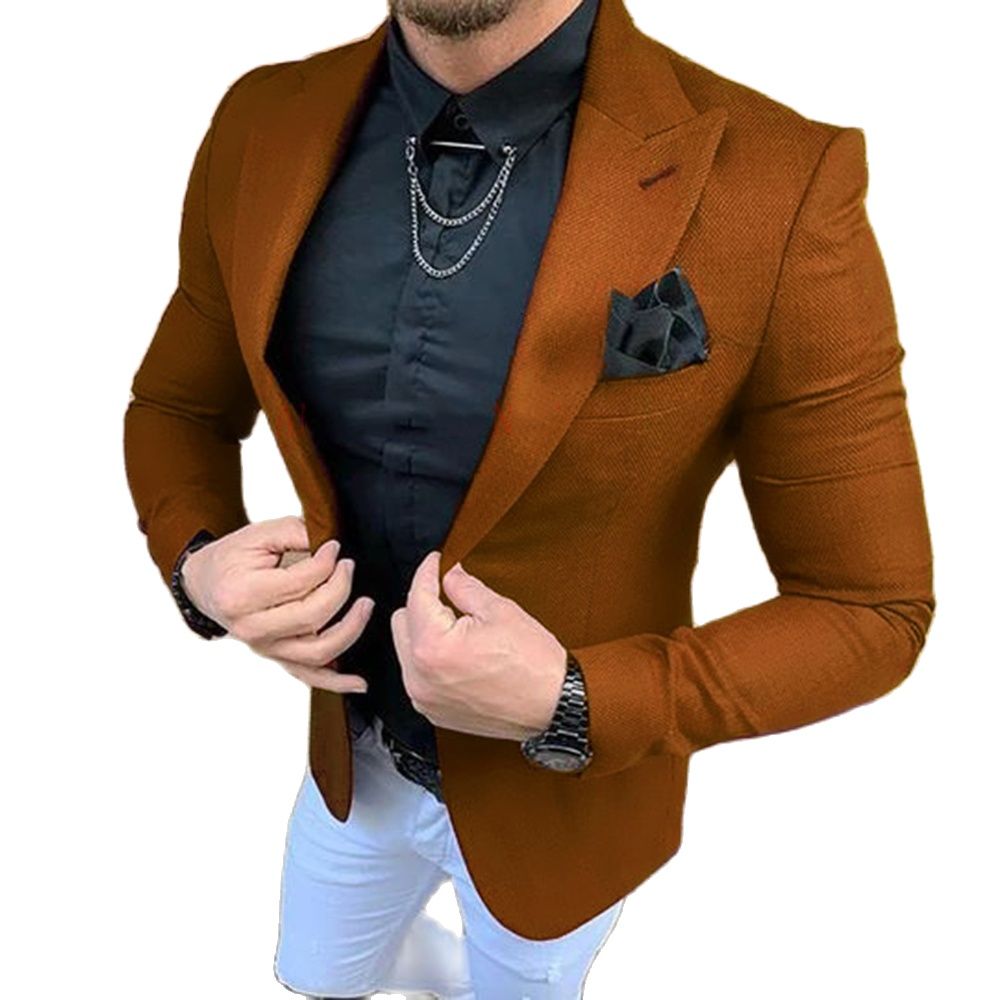 남자 정장 2pcs 의류 맞춤형 슬림 장착 저녁 파티  - Men Formal Wear Brown 리뷰 및 가격