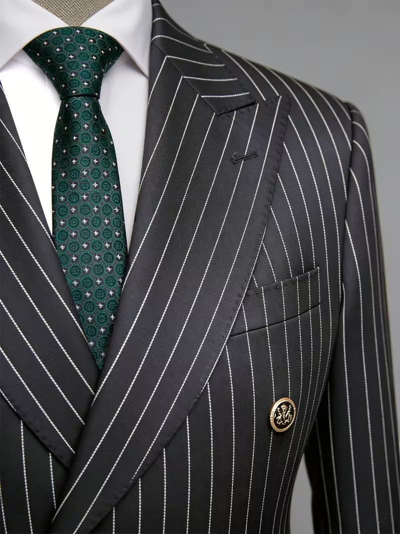   남성용 블랙 핀스트라이프 더블 브레스티드 블레이저, - Formal Men Party Wear Jacket 리뷰 및 가격