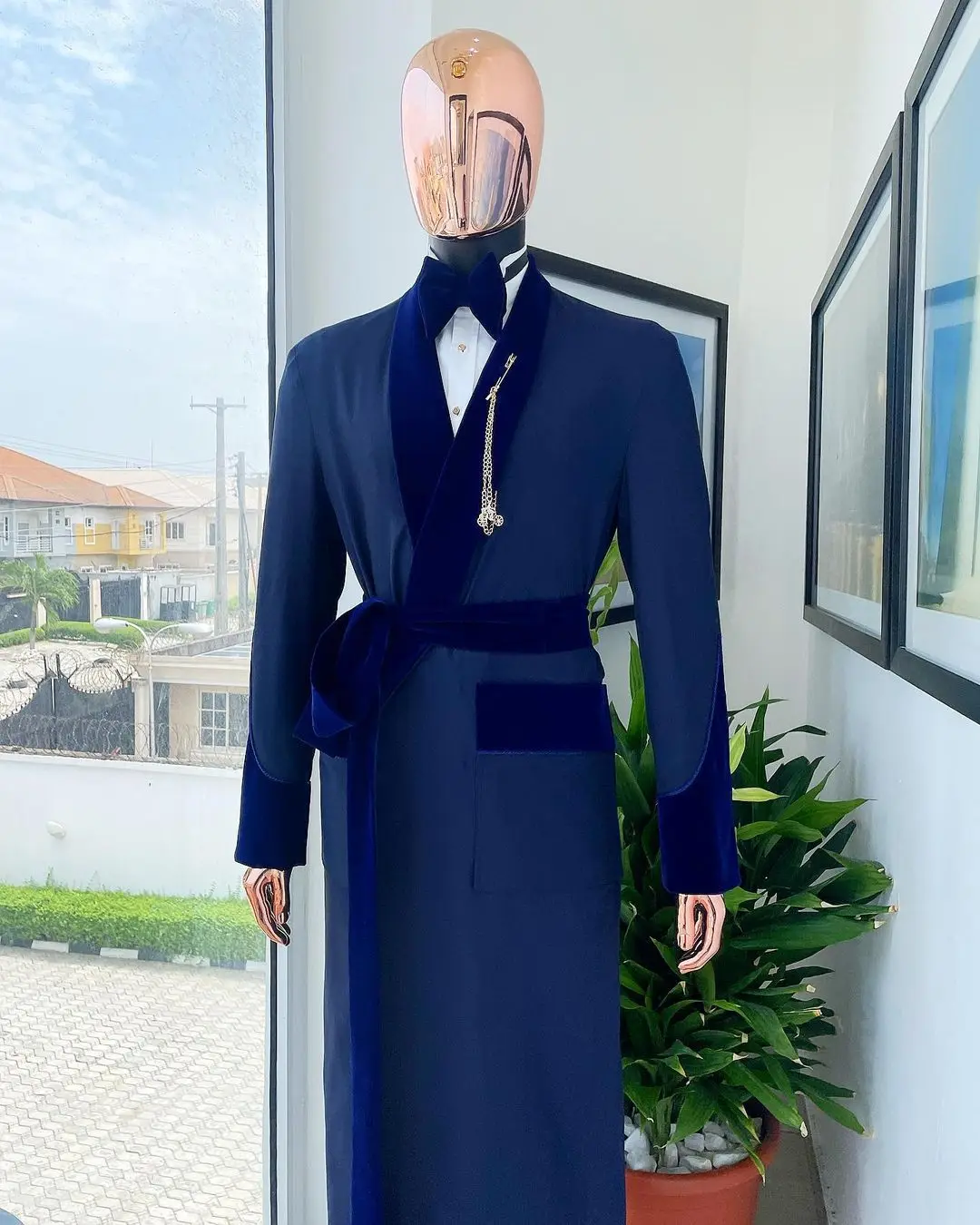 맞춤형 로얄 블루 남성용 세트 롱 재킷, 벨트 포함,  - Men Formal Wear Wedding 리뷰 및 가격