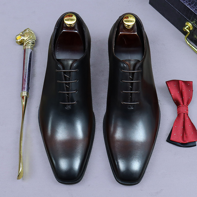 디자이너 정품 가죽 남성 Wholecut 옥스포드 신발 - Men Formal Wear Brown 리뷰 및 가격
