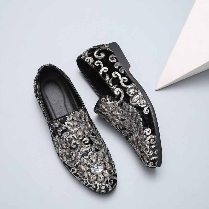 남성용 벨벳 로퍼, 골드 자수 슬립온 드레스 슈즈, 패 - Men'S Formal Wear Slippers 리뷰 및 가격
