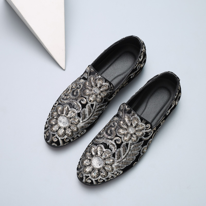 남성용 벨벳 로퍼, 골드 자수 슬립온 드레스 슈즈, 패 - Men'S Formal Wear Slippers 리뷰 및 가격
