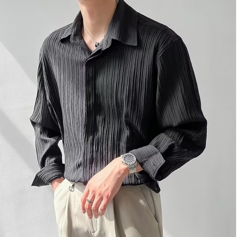 블랙 살구 흰색 긴팔 셔츠, 남성 패션, 소셜 남성 드 - Korean Men Formal Wear 리뷰 및 가격